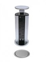 Silver Pull-Up Power Socket- Mains & USB