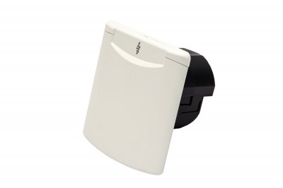 White Flush 240v Mains Hook Up Inlet/Box - Magnetic Close