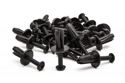 100 x Screw Type Panel Clips - Black