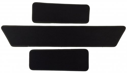 Volkswagen (VW) T5 / T6 Cab Step Mats + Sliding Door Mat - Black Carpet: Red & Black [#ff0000]